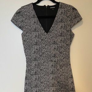 Express Black & White Pattern Sheath Dress